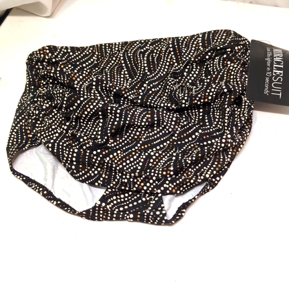 Miracle Suit Black and White Polkab dot Skirted Bathing Suit Bottoms Size 12 NWT